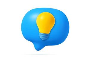 3d light bulb in speech bubble vector