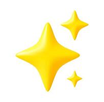 Shiny yellow sparkle icons in 3D style vector