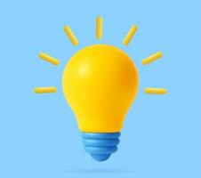 3d light idea icon vector