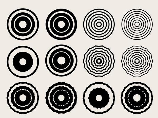 Circle Shape Icon. Outline Round Graphic Decoration. Line Geometric Round Element Symbol Contour Silhouette. Radial Simple Decor Graphic Silhouette Label Set