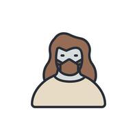 wearing mask icons color isolated style vector