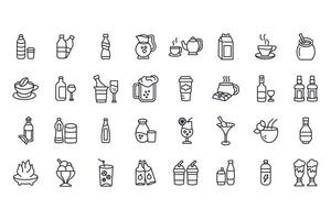 drink set line icons vector