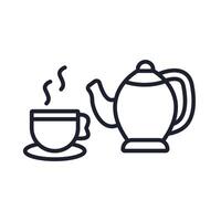 tea line icons style collection with vector