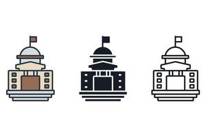 government icons color set style isolated vector