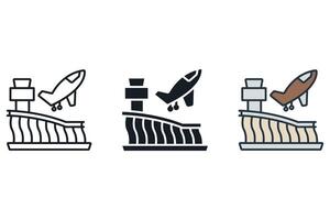 airport icons color set style isolated vector