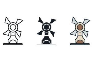 mill icons color set style isolated vector