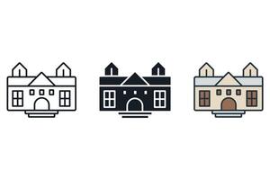 university icons color set style isolated vector