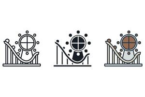 theme park icons color set style isolated vector