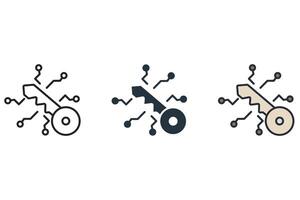 data encryption icons color set style isolated vector