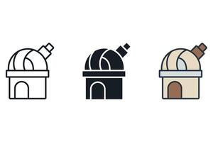 observatory icons color set style isolated vector