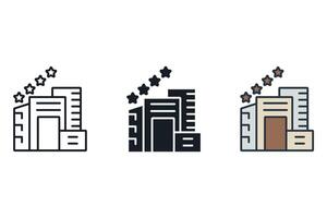 hotel icons color set style isolated vector