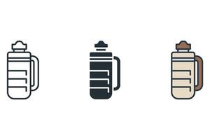 thermos icons color set style isolated vector