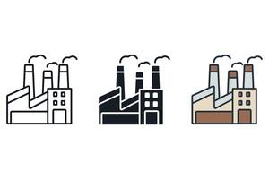 factory icons color set style isolated vector