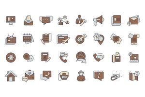 contact us icons set line icons style collection vector