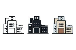 hospital icons color set style isolated vector