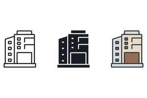 office icons color set style isolated vector