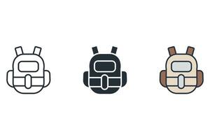 backpack icons color set style isolated vector