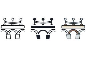 bridge icons color set style isolated vector