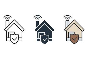 home protection icons color set style isolated vector