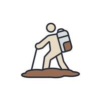 trekking icons color isolated vector