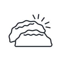dumpling icons line style isolated vector