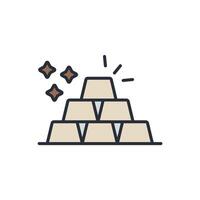 gold ingot icons color isolated vector