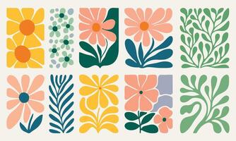 Floral Flat Design Pack Decorative Flowers and Leaf Patterns vector