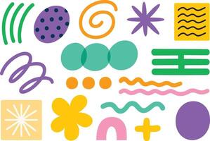 Hand Drawn Abstract Doodle Shapes Fun and Colorful Elements vector