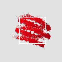 A red brush stroke with a white rectangular frame on a light gray background. The stroke is textured and dynamic, suggesting energy and movement. vector