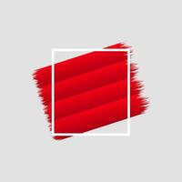 A vibrant red abstract design featuring brush strokes within a white rectangular frame. The background is a simple gray. Modern and minimalist aesthetic. vector