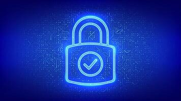 Padlock icon. Cybersecurity and data protection concept. Padlock with Check mark icon. Network safety. Information privacy idea.Circuit board pattern. PCB printed circuit texture. vector