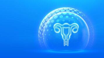 Glowing uterus symbol in a sphere vector