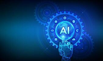 AI technology interaction and gears vector