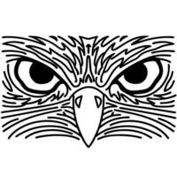Hawk eyes illustration fierce bird gaze, detailed facial closeup, sharp lines, intense look, predator animal art vector
