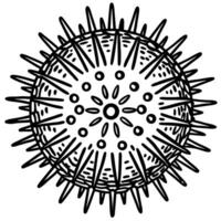 Spiky virus cell illustration isolated on white hand drawn microorganism structure, contagious disease, health science concept vector