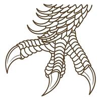 Eagle talon illustration detailed line art of bird claws, powerful predator foot with sharp curved claws and textured scales vector