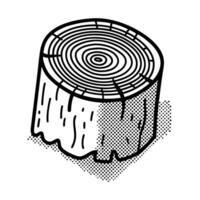 Tree stump illustration detailed wood rings, isolated stump log with textured bark nature, forest element, lumber concept vector