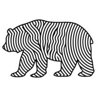 Bear silhouette with abstract black and white zebra stripe pattern modern geometric wildlife design illustration vector