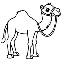 camel outline simple black and white desert animal illustration for coloring or educational use vector