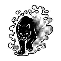 Black panther prowling forward with smoke and shadow effect bold wild cat illustration, strength and mystery vector