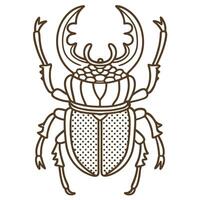 Stag beetle outline illustration detailed insect drawing showing large mandibles, segmented body, legs, and distinct pattern vector