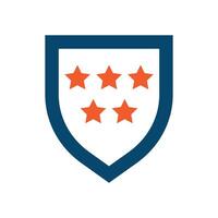 Five Star Shield, Customer Review, Premium Quality, Security, and Trust Icon Graphic. vector