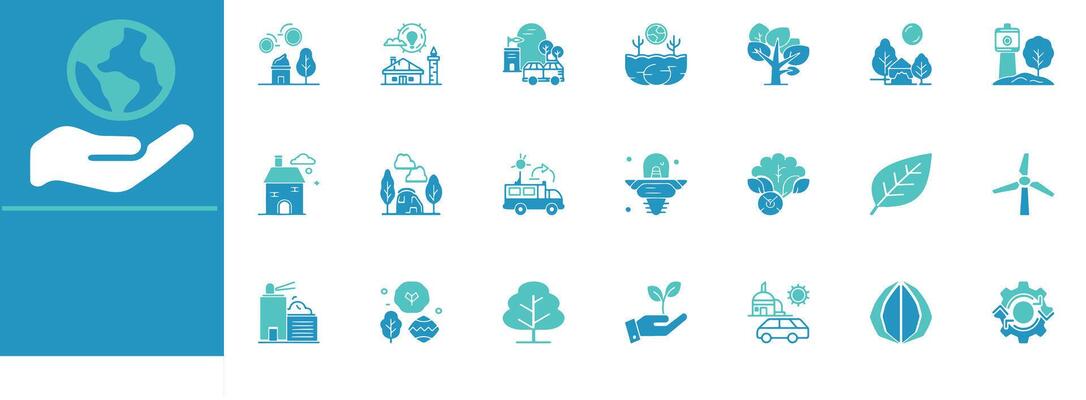 Environment Icon Set Eco, Recycling, Nature, Energy, Earth