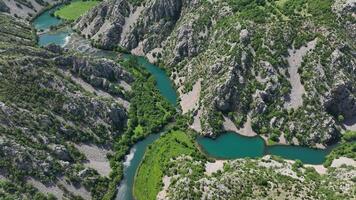 Aerial view where rivers Krnjeza and Krupa merge video