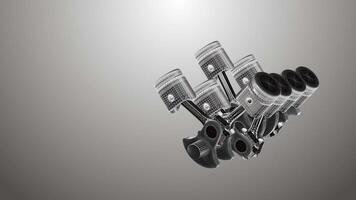 Animated pistons coated with 3D mesh on a gray background video
