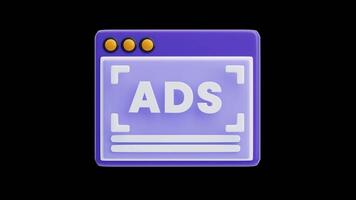 3D Animation of Online ad click in web window video