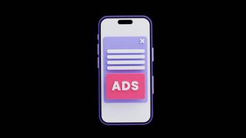 3D Animation of Mobile sponsored ads display video
