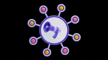 3D Animation of Marketing megaphone with network nodes video