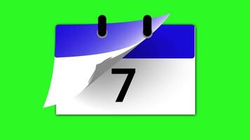 Animated calendar flips through numbers 1 to 12 on green background. Flat bold style, perfect for countdowns, time intros, schedule visuals, or reminder overlays. video
