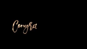 Golden script lettering spelling congratulations suitable for celebratory designs, greeting cards, invitations, social media posts, and event announcements. video